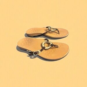 Vionic 340 Karina Women's Sandals Size 10 Black Gold Ring Comfort Orthotic Shoes